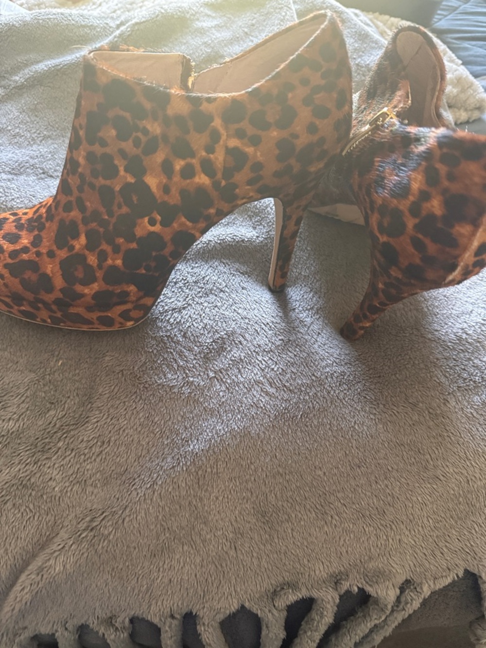 Vince Camuto Leopard Print Pointed Toe Ankle Booties